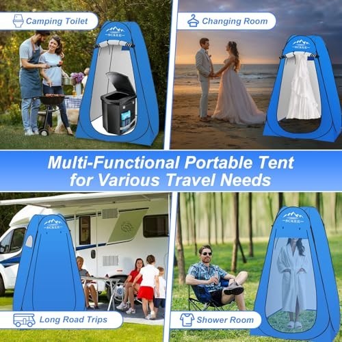 16.5” Portable Camping Toilet with Pop-Up Privacy Tent, XL Travel Bathroom for