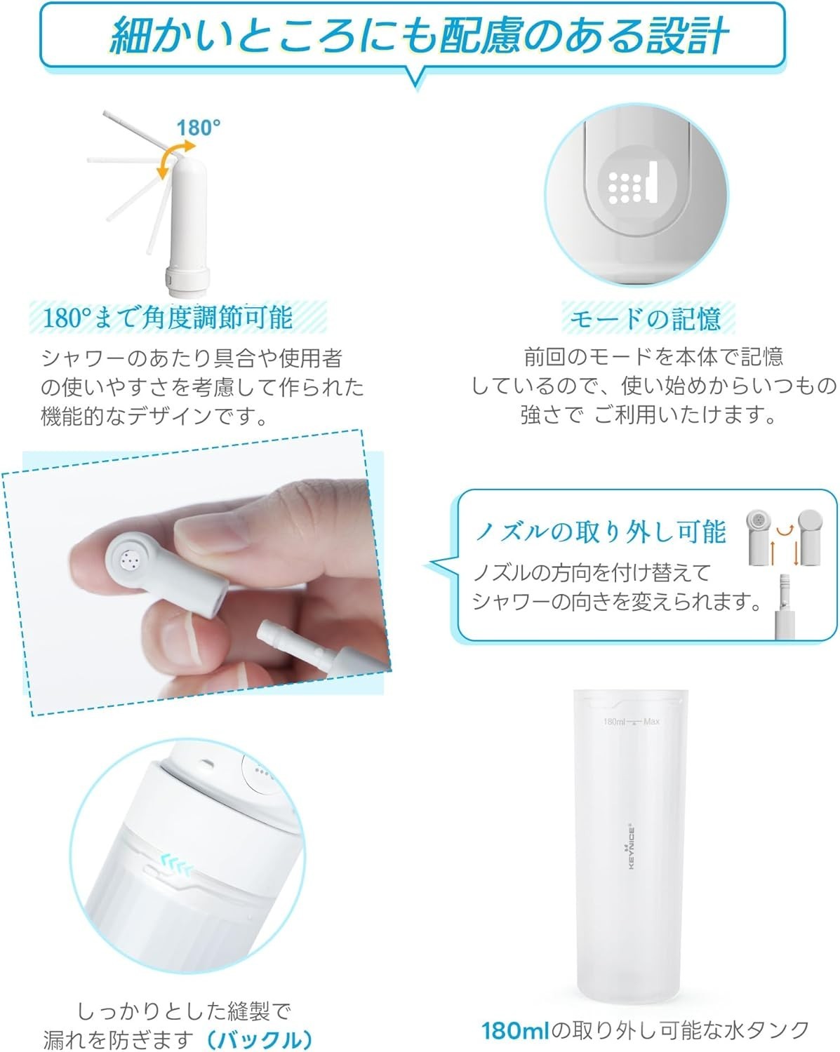 KEYNICE Portable Travel Bidet Electric Handheld Rechargeable IPX7 Waterproof USB