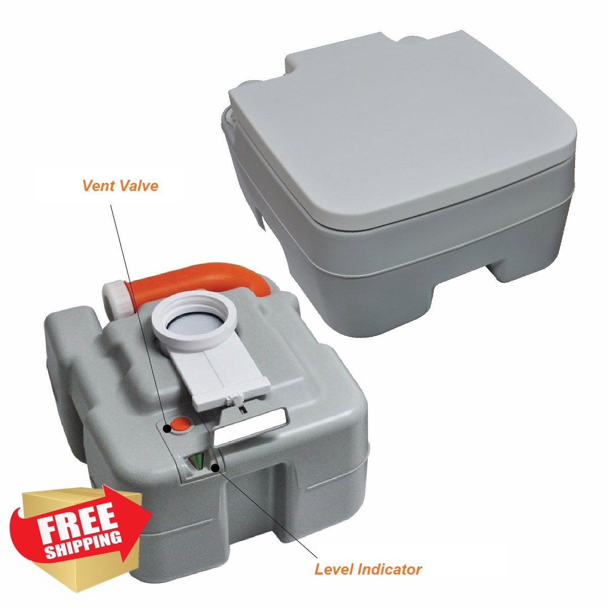 SereneLife Portable Toilet Gray White Standard