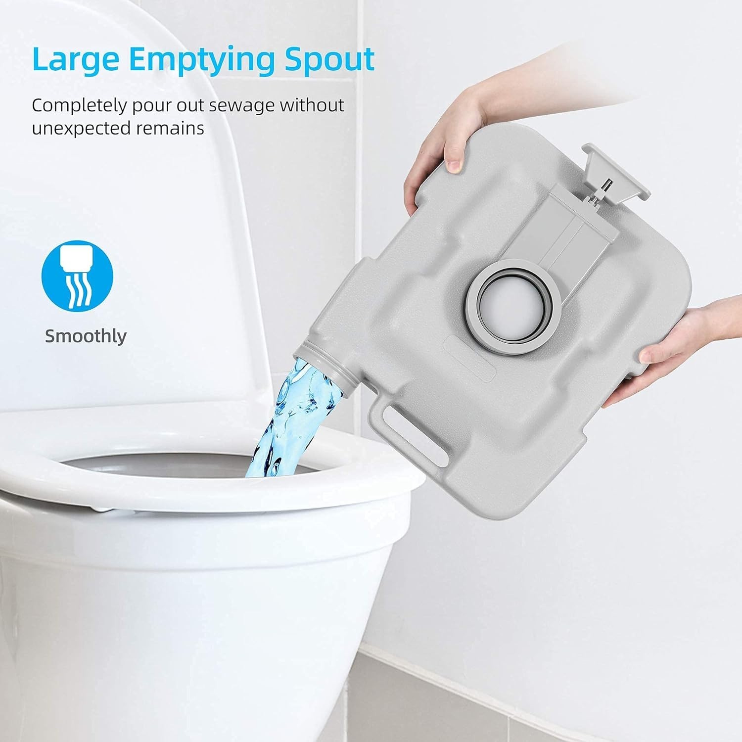 Durable 2.6 Gallon Portable Travel Toilet with Handle Flush Pump for Camping