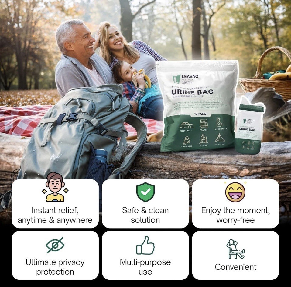 12 Pack Emergency Disposable Urine Bags, 800ml Unisex, for Camping, Traffic Jams