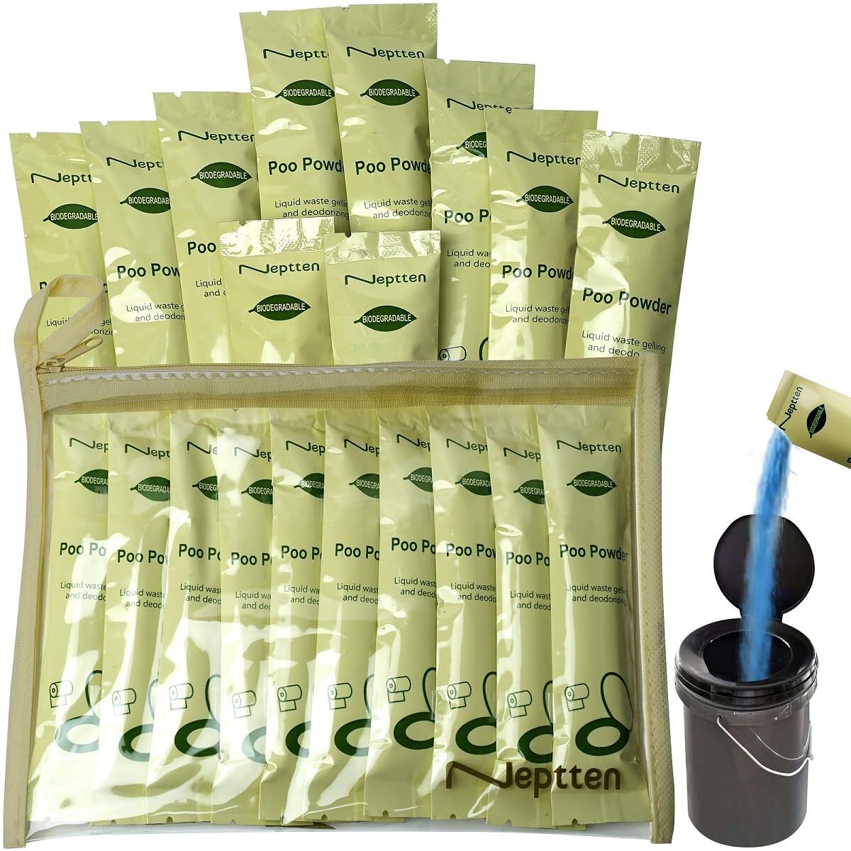 Portable Toilet Powder, Outdoor Toilet, Neutralize Odor/Fast-Acting Gel,10-Pack