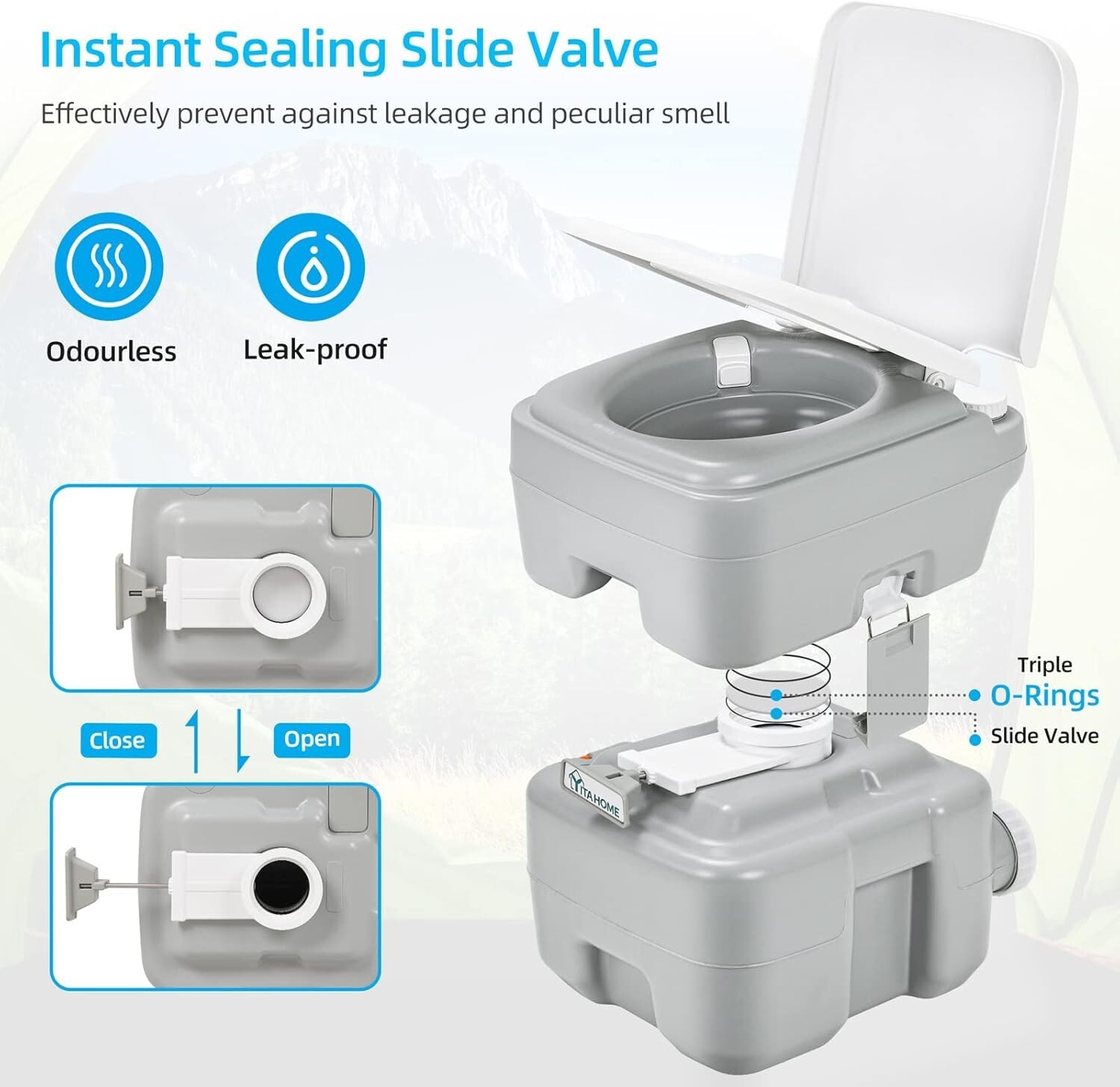 Durable 5.28-Gallon Porta Potty with Level Indicator & Carry Bag for Travel