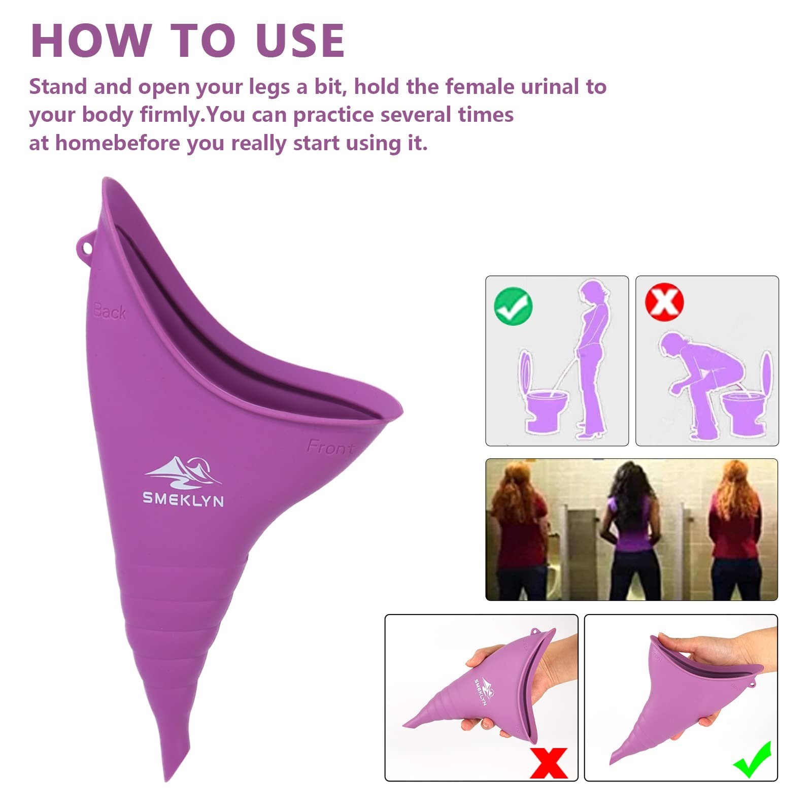 Female Urination Device Women Pee Funnel Reusable Silicone Urine Cup Female U…