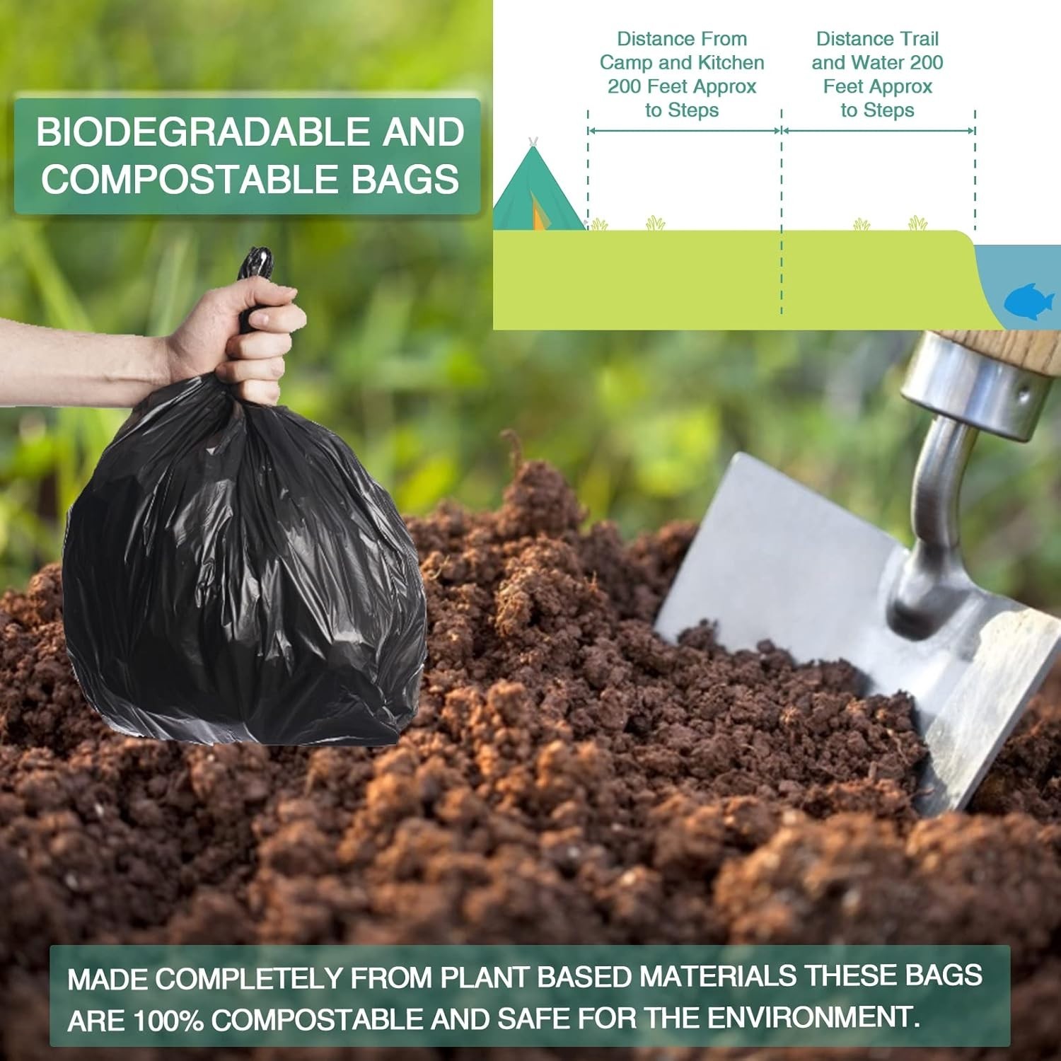20 Disposable Leak-Proof Camping Toilet Bags – Plant-Based, Biodegradable Design