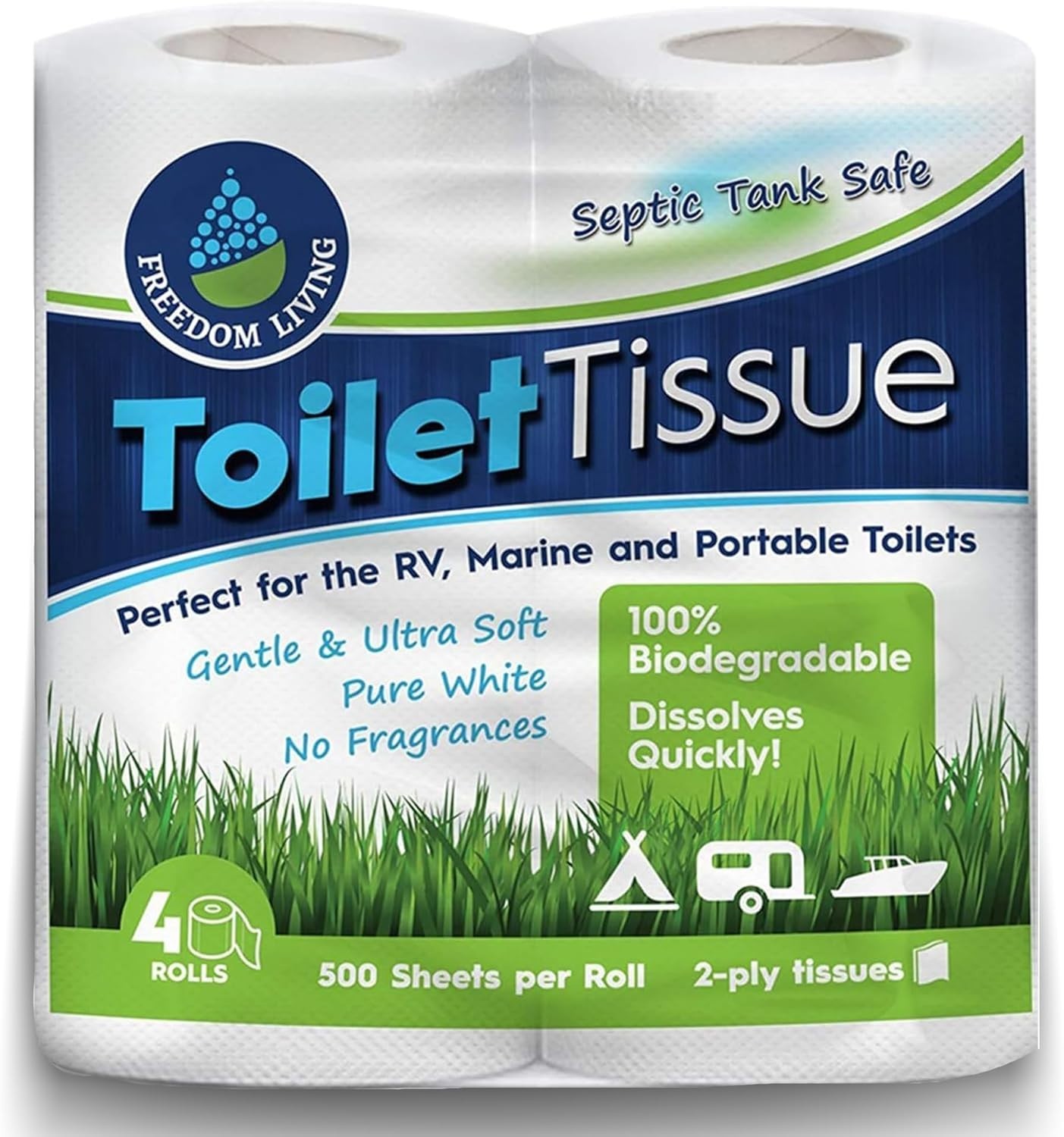 Septic Tank Safe Toilet Tissue for Campers and RVs Biodegradable Marine Toile…