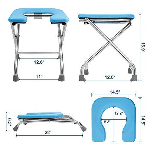 U Shaped Portable Toilet for Camping, 400LBS XL Stainless Steel Truck Toilet,