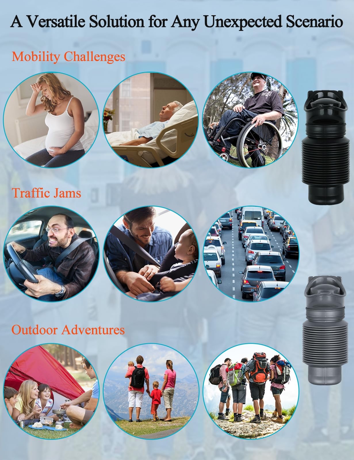 2-PC 750Ml Leakproof Collapsible Pee Sport Pee Bottle for Men, Reusable Travel U