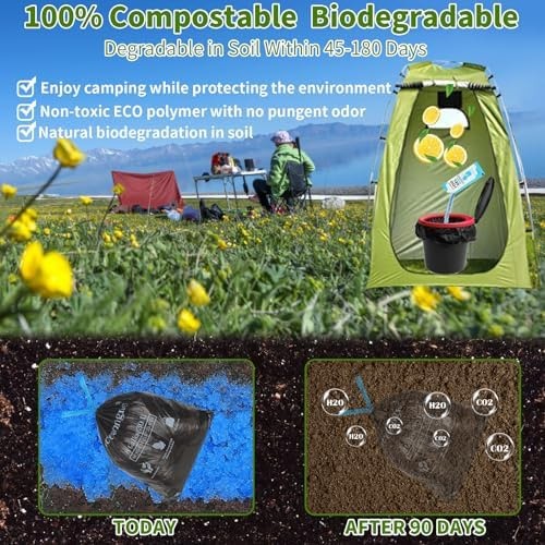 oceanengine Portable Toilet Bags Poo Gel Set, 8 Gallon Camping Toilet Bags wi…