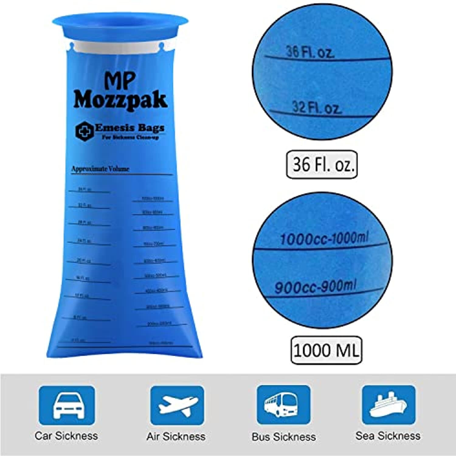50 Pack Emesis Bag Disposable Vomit Bags Aircraft Car Sickness Bag Nausea