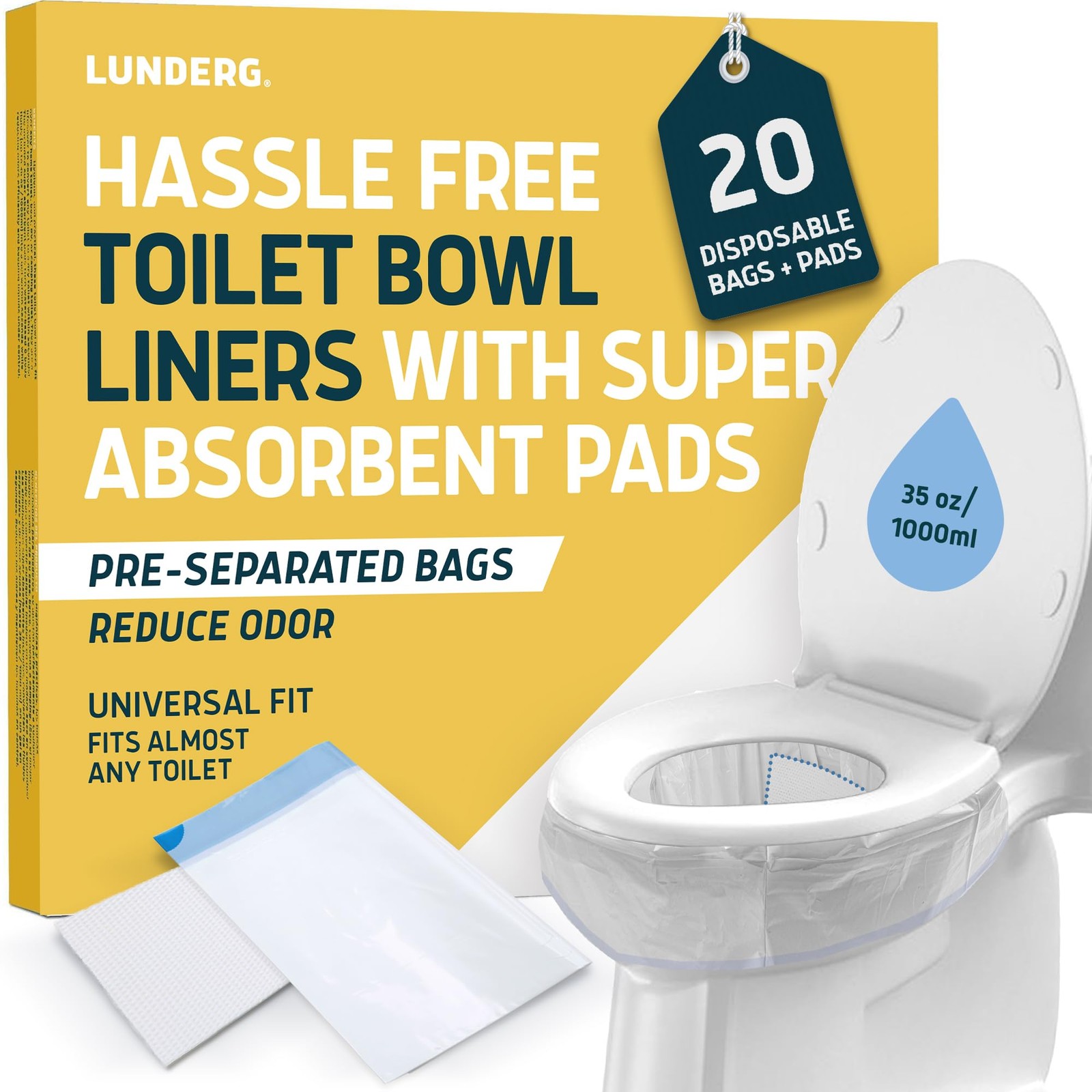 Toilet Liners Super Absorbent Pads – Universal Fit for Emergency Use