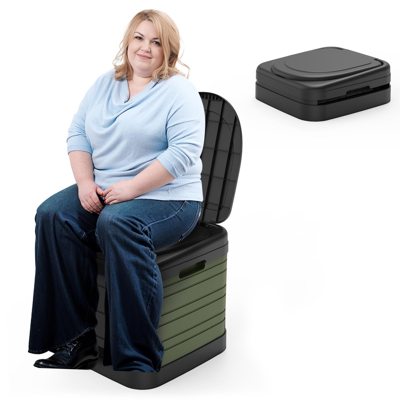 XXL Portable Toilet for Adults, Upgraded Camping Toilets Collapsible Toilet E…