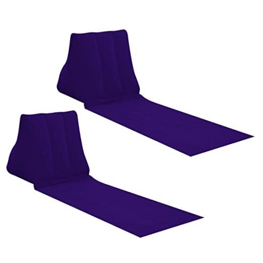 2X Inflatable Outdoor Sun Bath Beach Mat Pillows Flocking Beach Deep Purple