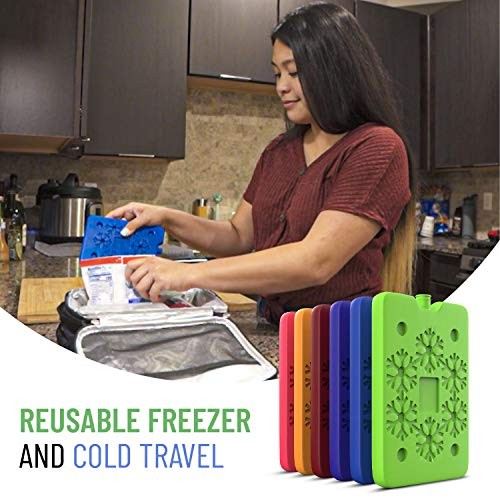 Multicolor Lunch Bag Ice Packs, 6-Piece Set, Reusable and Eco-Friendly, 6 Pack