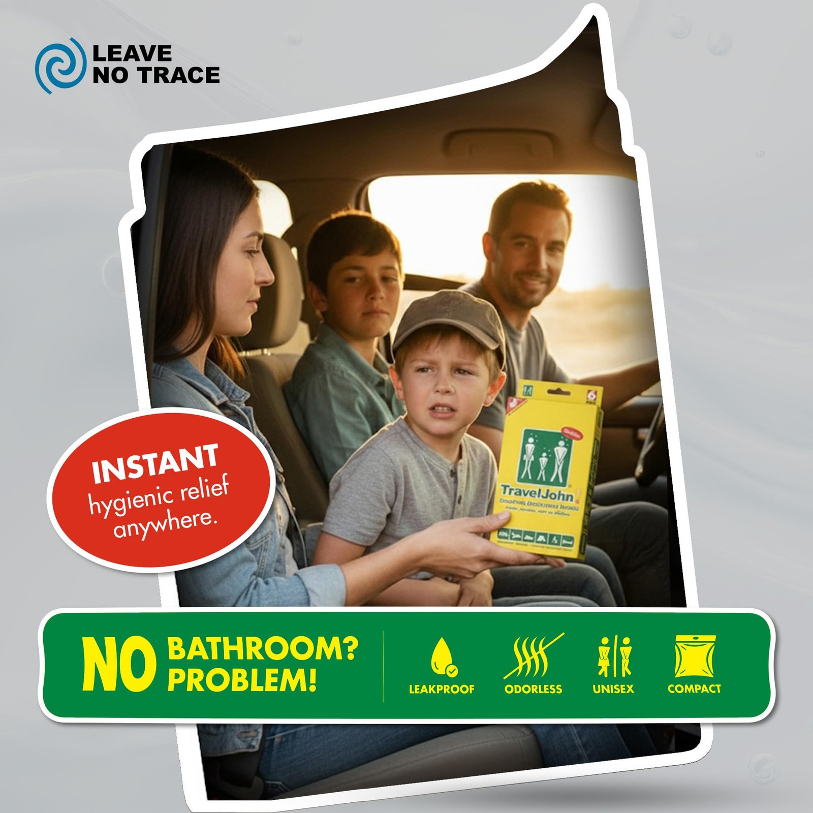 TravelJohn Disposable Urinal Bags Leakproof Portable 3 Pack