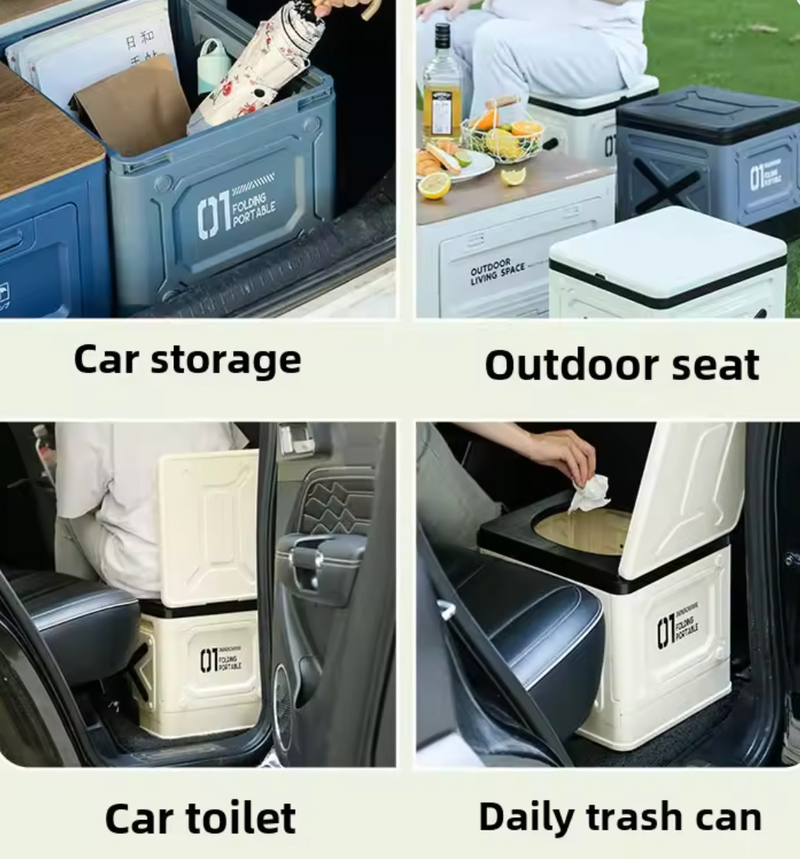 Extra-Large Folding Portable Toilet with Lid