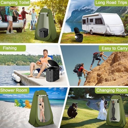 Portable Toilet Kit, Camping Toilet with Pop-Up Privacy Tent Toilet Bags, Was…