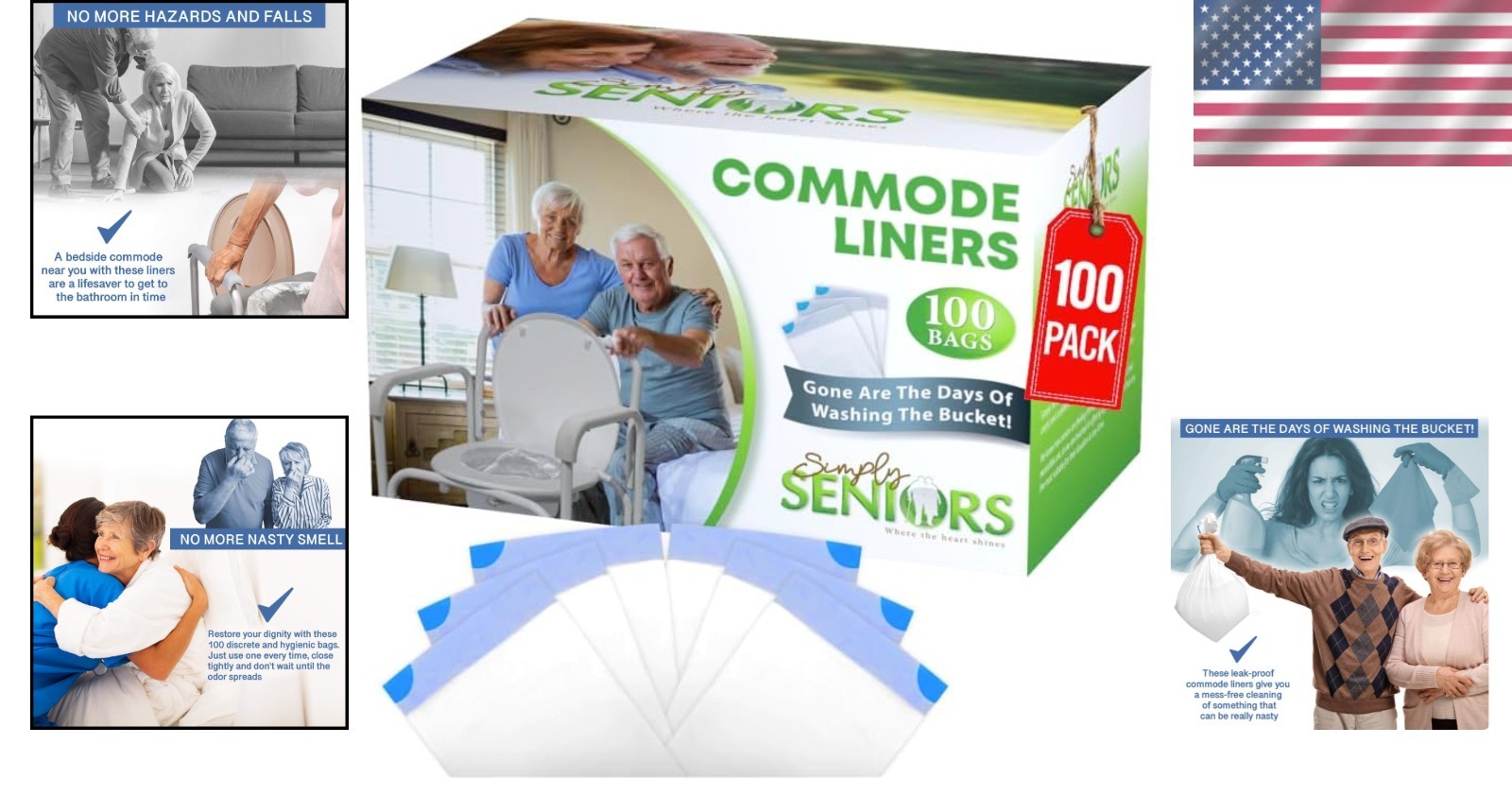 Universal Fit Commode Liners – Easy Access 100-Pack for Seniors & Caregivers