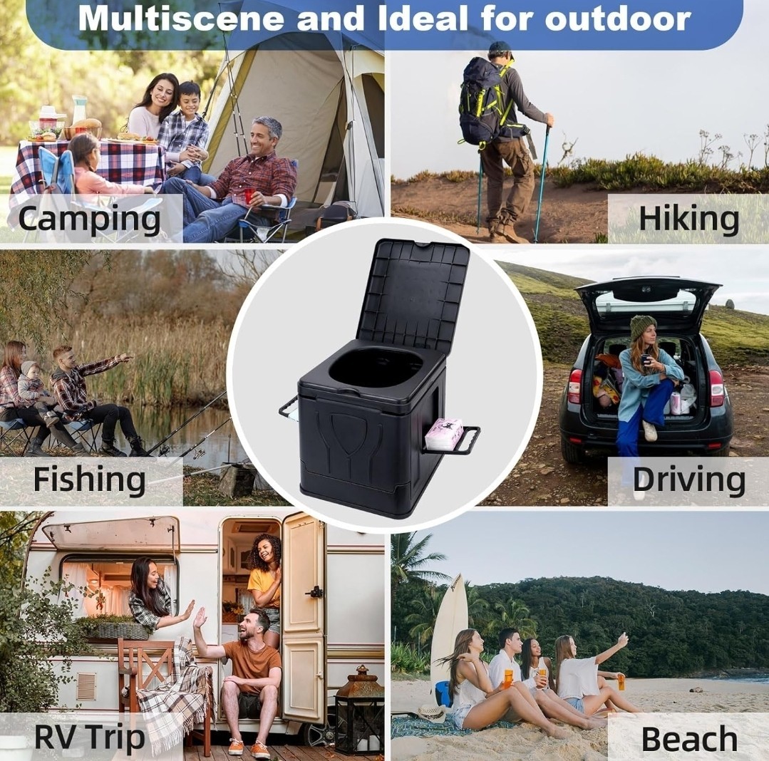 Zooyuu Portable Toilet Foldable RV Hiking Outdoor