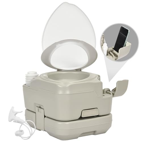 Portable Toilet Camping Porta Potty 2.64 Gal Extended Diagonal Seat+Sprayer