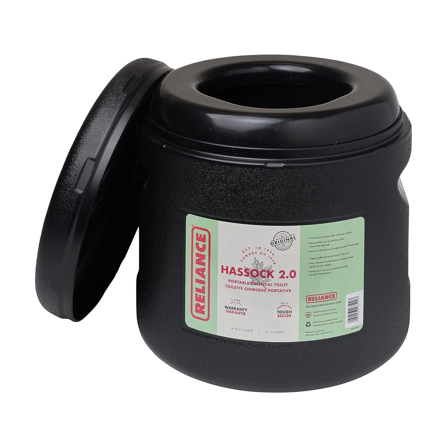 Products Hassock 2.0 Portable Toilet, Black, 4 Gallon