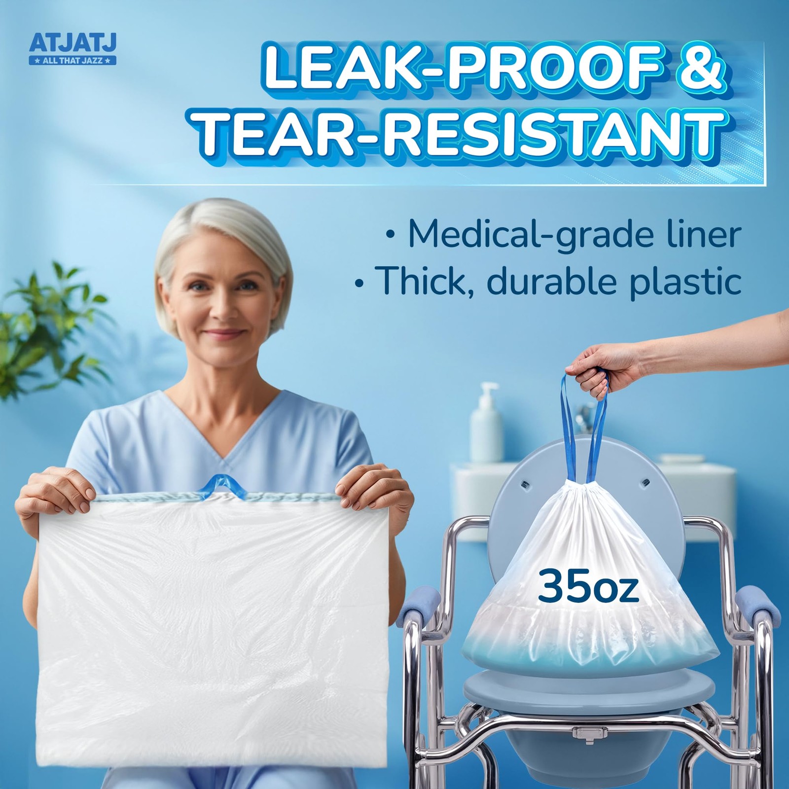 60 Packs Commode Liners With 60 Absorbent Pads, LeakProof Disposable Toilet B…