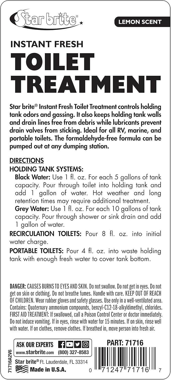 Instant Fresh Toilet Treatment Concentrate 16oz RV Marine Holding Tank Odor