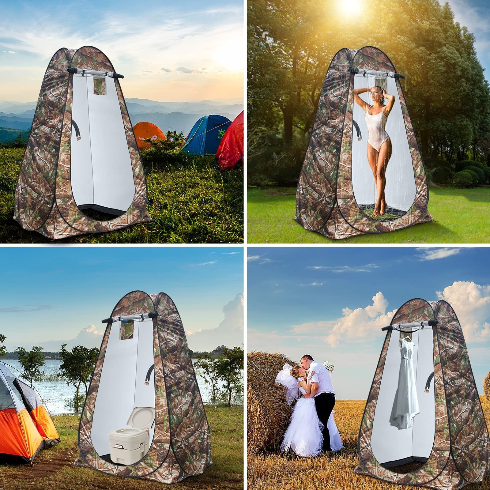 Anngrowy Portable Toilet Shower Tent – Waterproof Pop Up Camping Bathroom