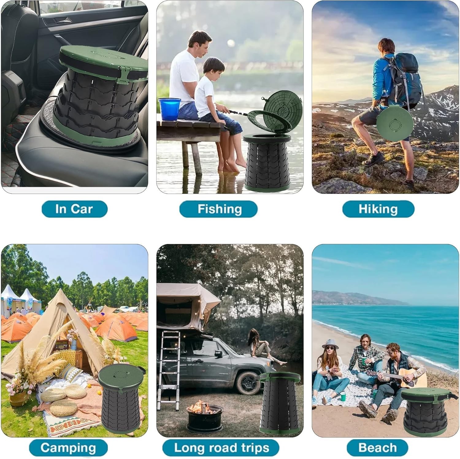 XXL Portable Toilet for Camping,880lbs Capacity,19.7″ H Adjustable Outdoor Toile