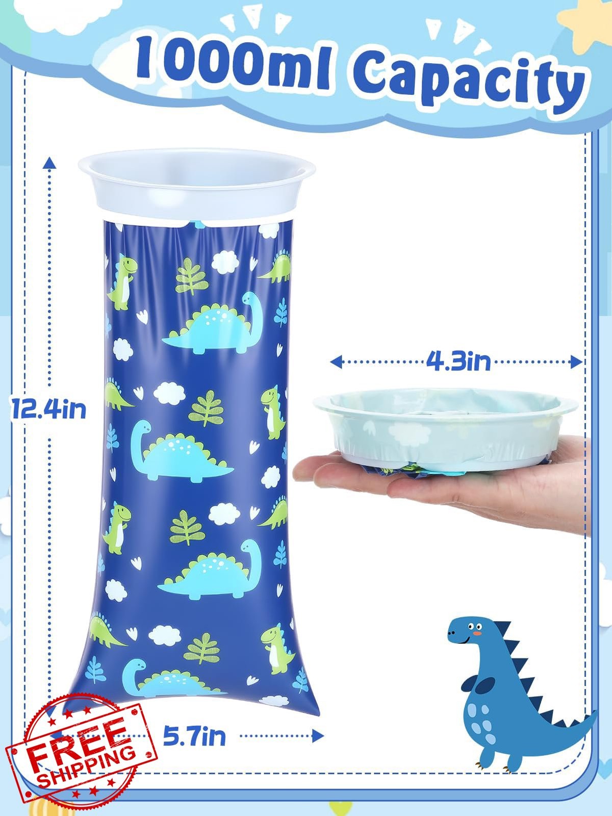 Biubee Dinosaur Vomit Bags Disposable 12pcs