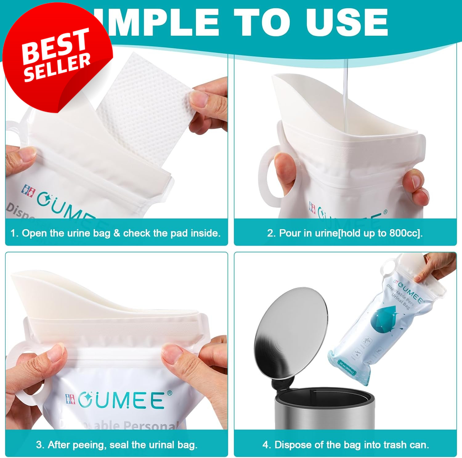 800ML Emergency Disposable Urinal Bags, 8/12/20/23/28 Pcs Camping Pee Bags Unise