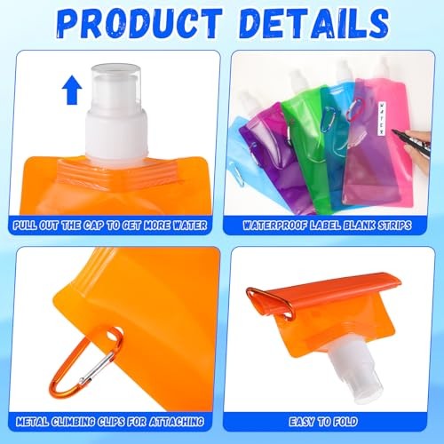 Pack Collapsible Water Bottles Bulk 16oz Foldable Water Bottles 12 12 Colors