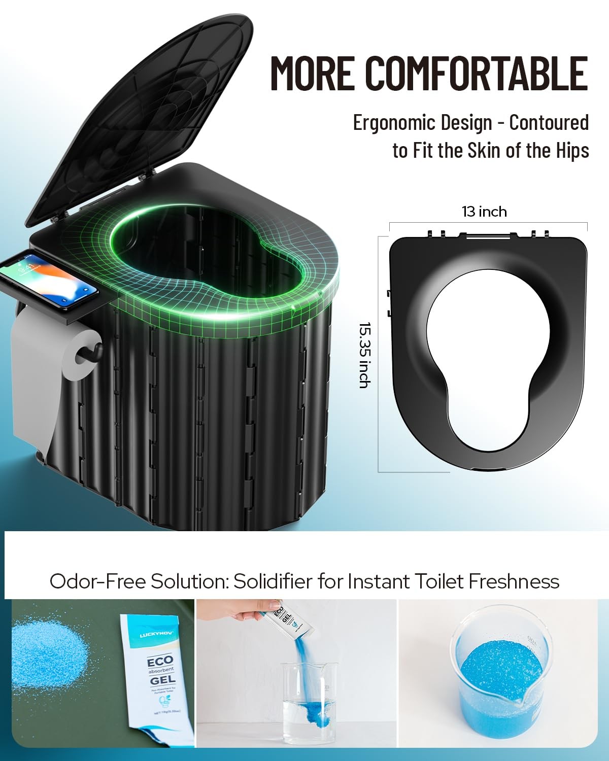 Luckynov Portable Toilet Urine Gel Leak-Proof Bags Odorless Camping Toilet For