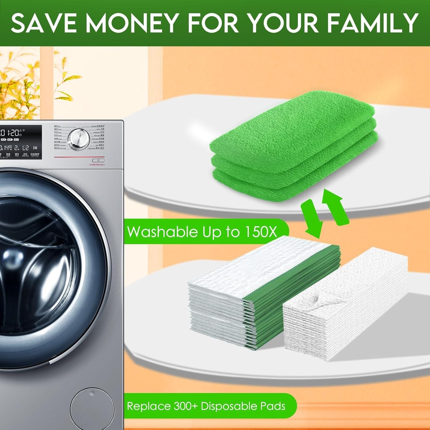 Reusable Microfiber Mop Pads for Swiffer Sweeper Mop – Dry Sweeping Cloths & Wet