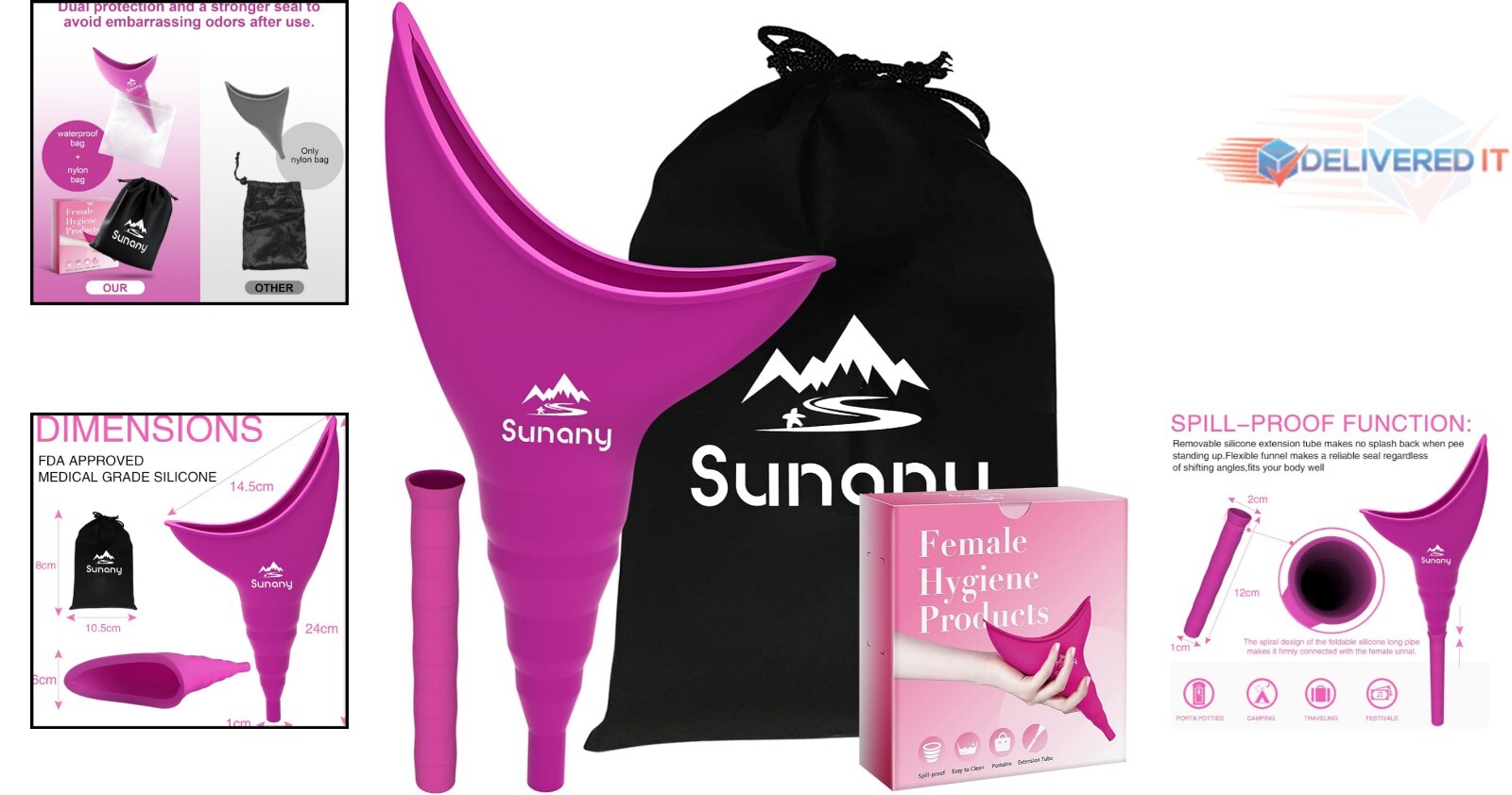 Lightweight Female Pee Funnel with Drawstring Bag – Stand and Pee Anywhere!