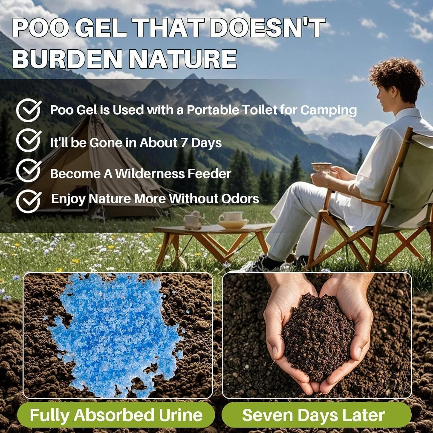 Poo Gel for Portable Toilet for Camping – 28 Packs Camping Toilet Bags Lemon Eco