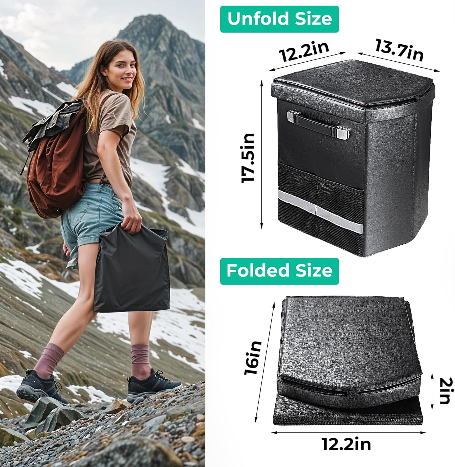 2026 Upgraded XL Portable Toilet for Adults,Tall Camping Toilet with Lid and Con