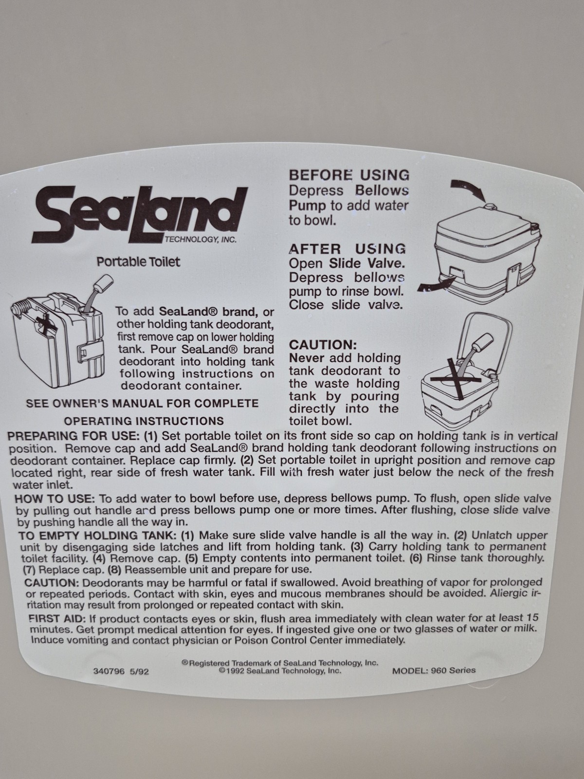 sealand portable toilet