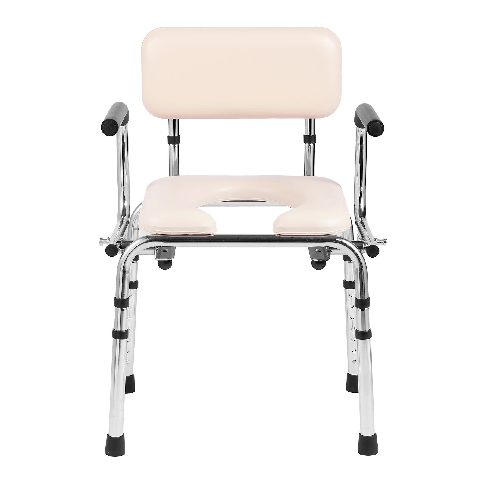 Commode Chair, Bedside Commode with Padded Seat, Drop – Down Arms, 7 – Level