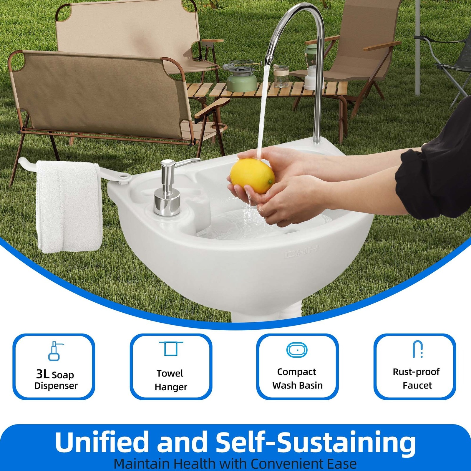 5.3 Gallon Portable Toilet 17L Portable Camping Sink Hand Wash Basin Station