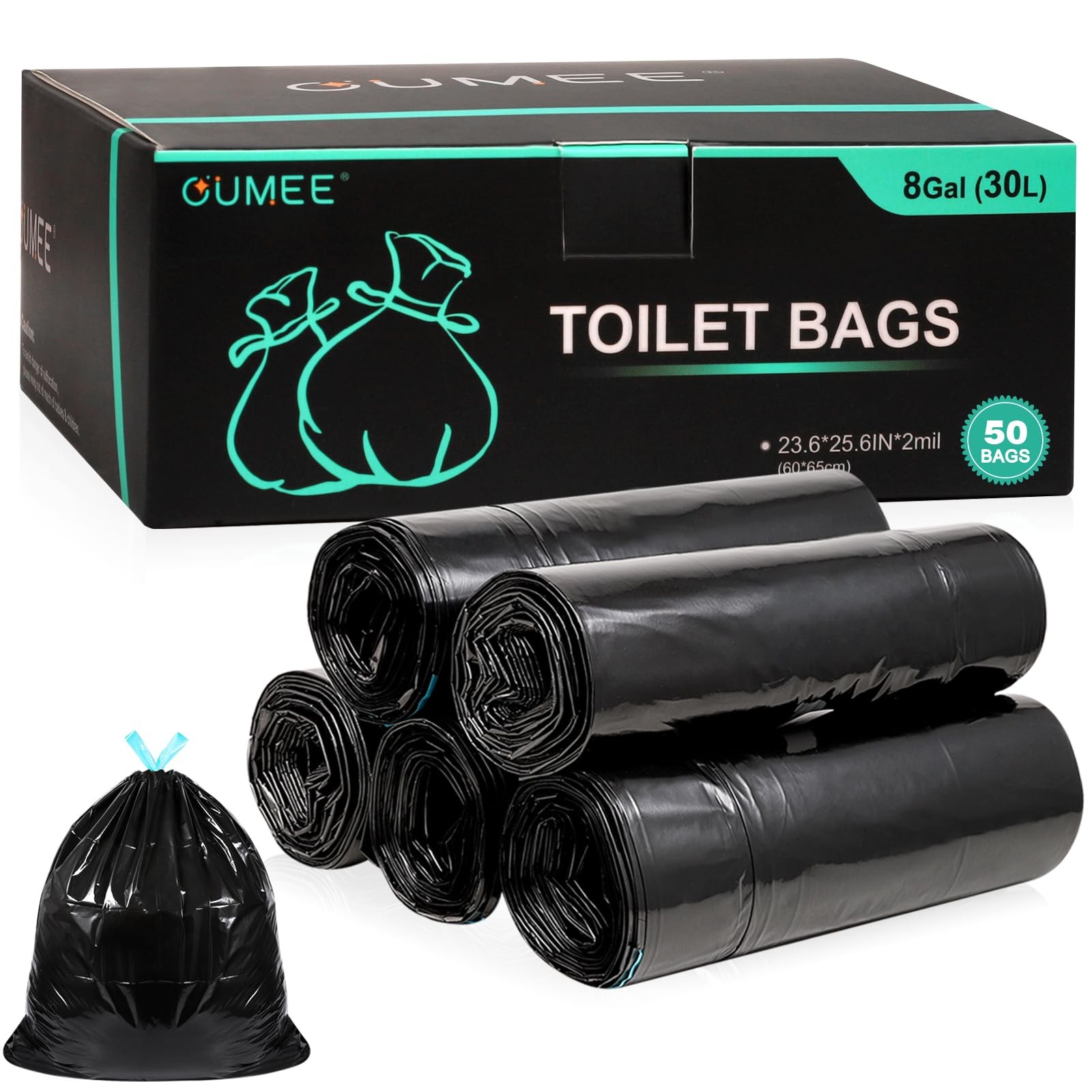 60 Portable Toilet Bags with Poo Gel Set, 8 Gallon Camping Toilet Bags with A…