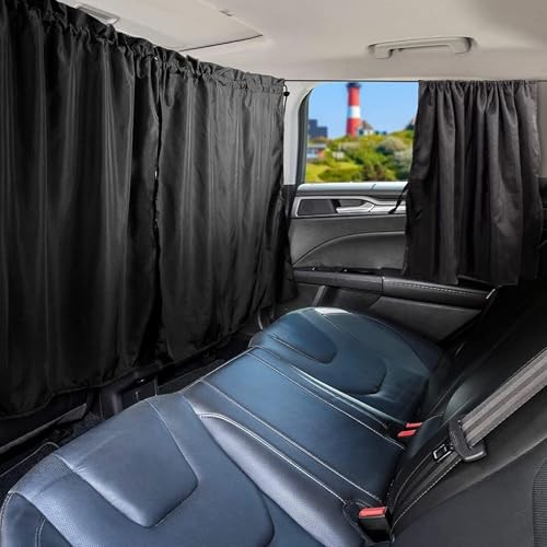 3PCS Car Privacy Curtains,Car Curtains 1 Rear Seat & 2 Side Black（4pcs）
