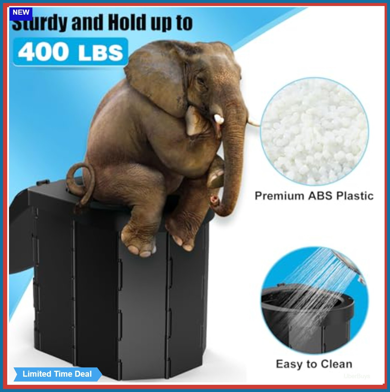 Foldable Camping Toilet for Adults with Lid 400 lbs Capacity Waterproof Carry