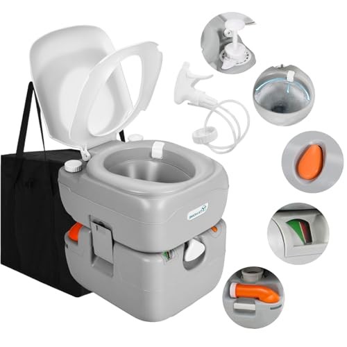 Portable Toilet for Adults, 5.8 Gallon Camping Porta Potty 5.8Gal-Premium Gray