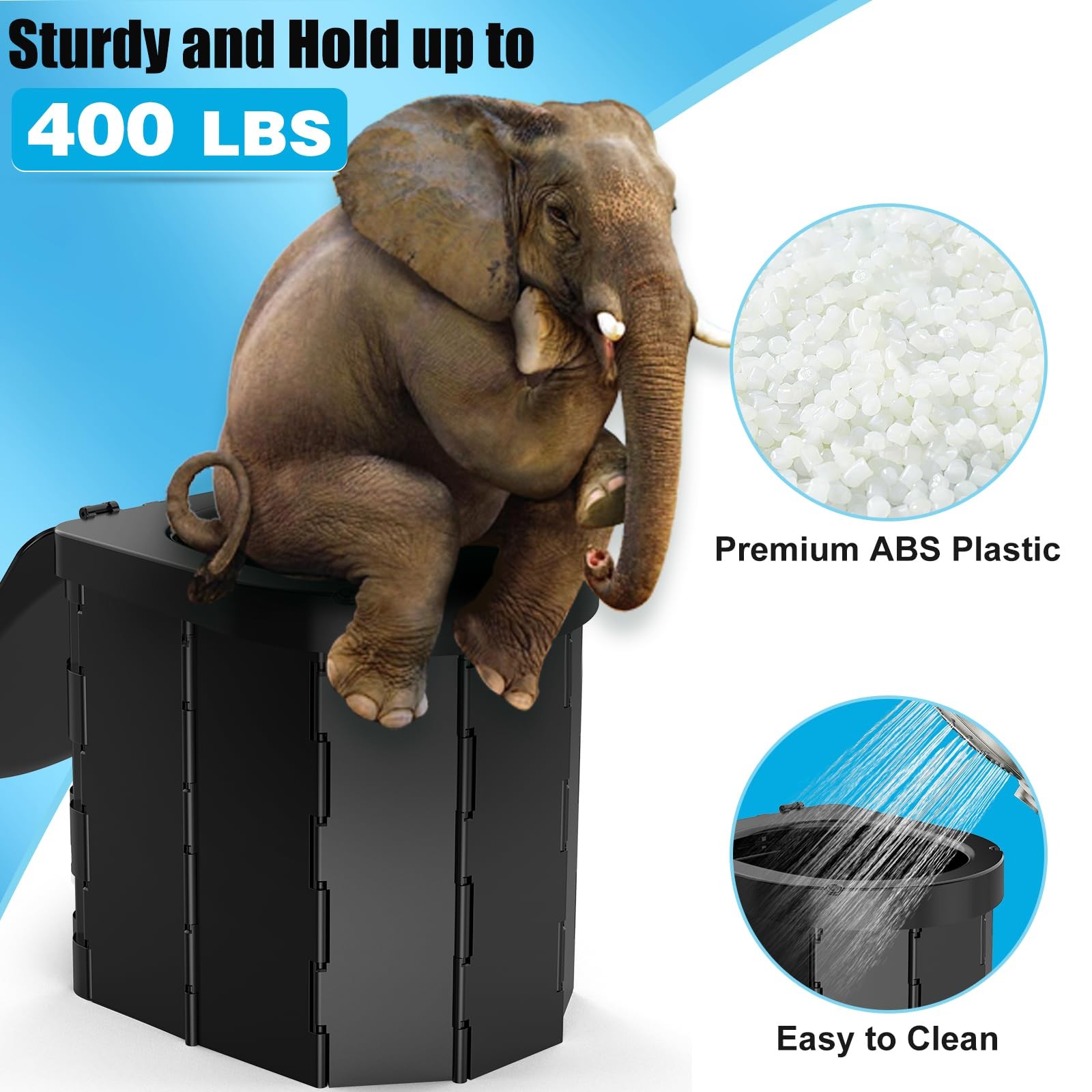 Portable Camping Toilet Adult Folding Porta Potty Waterproof Lid Holder Handle
