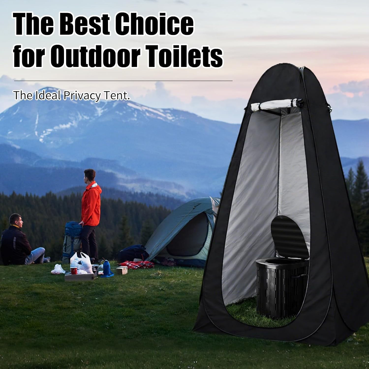 Portable Camping Toilet with Privacy Tent Foldable Outdoor Restroom Travel Kit
