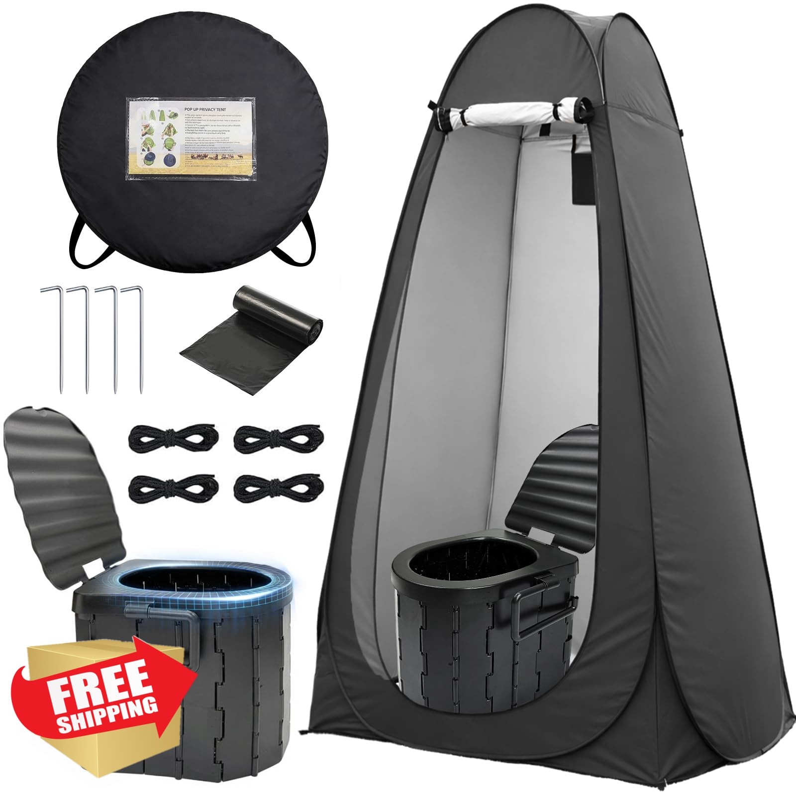 campmemory portable toilet black tent