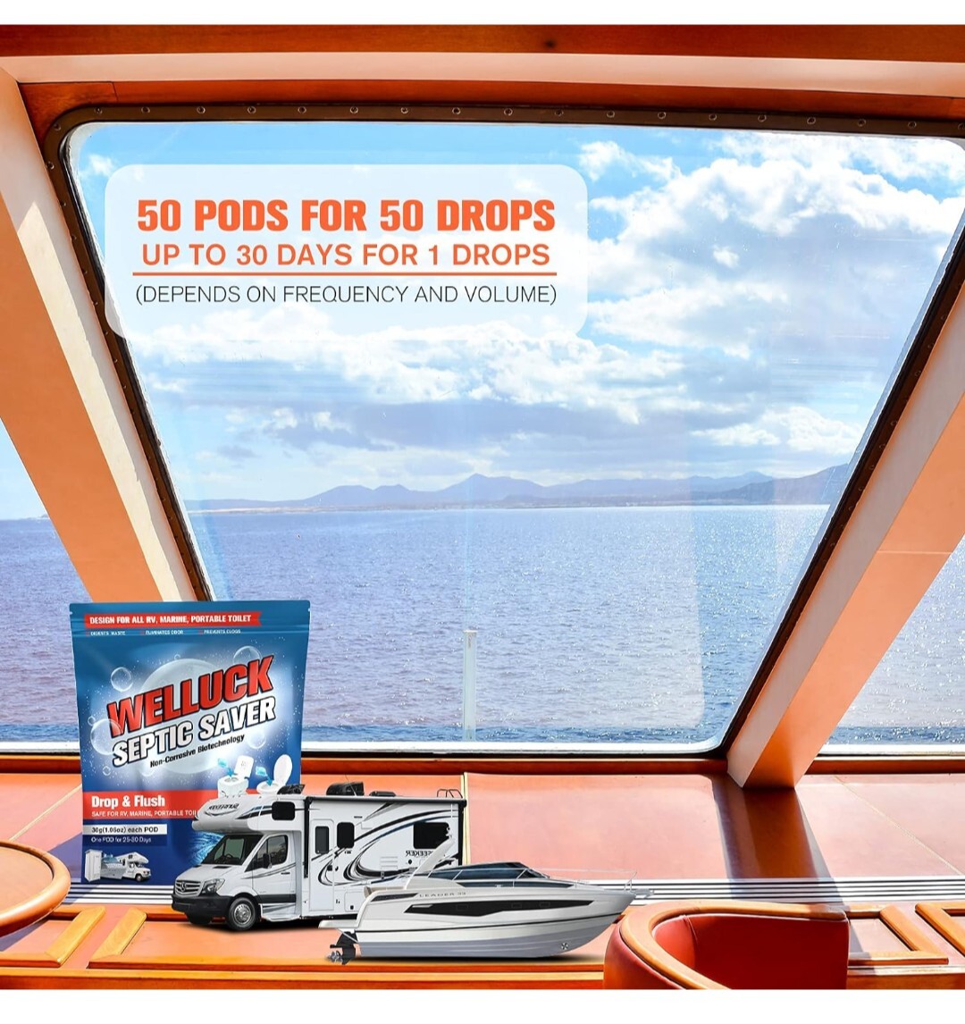 WELLUCK 50 Packs RV Toilet Treatment Drop Ins, Holding Tank Deodorizer for RV…