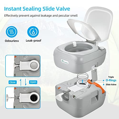 Portable Toilet Camping Porta Pottylon with 5.8 Gal Standard Seat+Bag+Sprayer