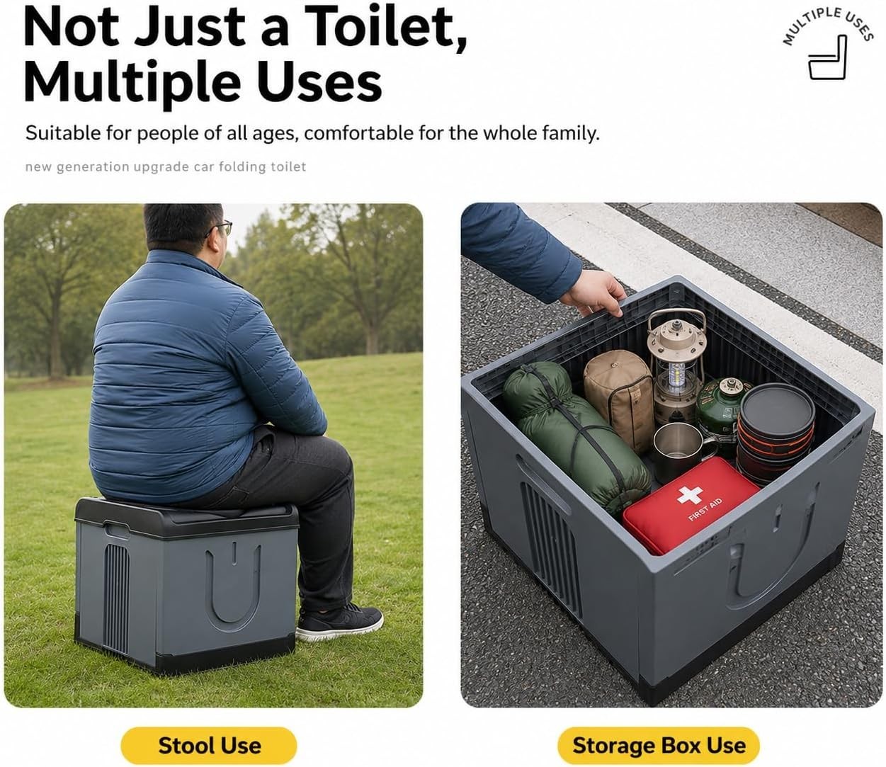 XXXL Portable Toilet for Adults Camping, 17.3x16x15.74 In-Extra Large Travel …
